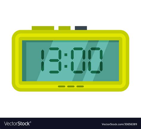 Digital alarm clock green electronic time Vector Image