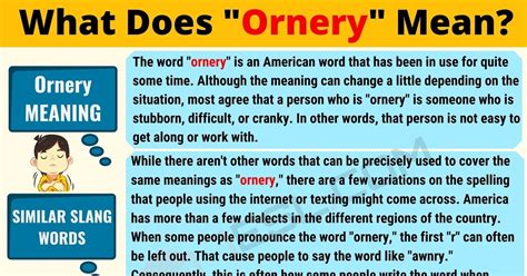 Ornery Meaning: What Does Ornery Mean? Useful Text Conversations • 7ESL ...