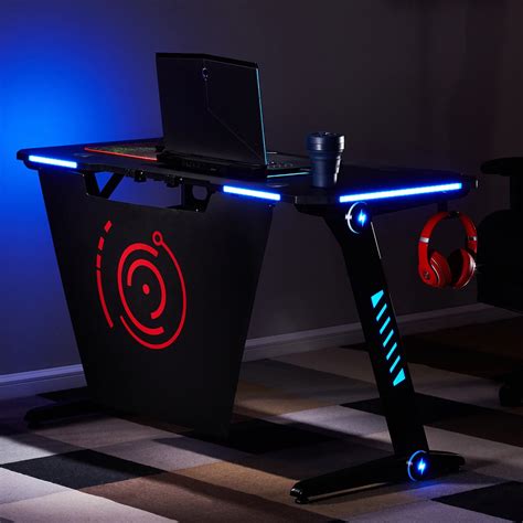 ModernLuxe Gaming Desk with RGB LED Lights and Headphone Hook - Walmart.com