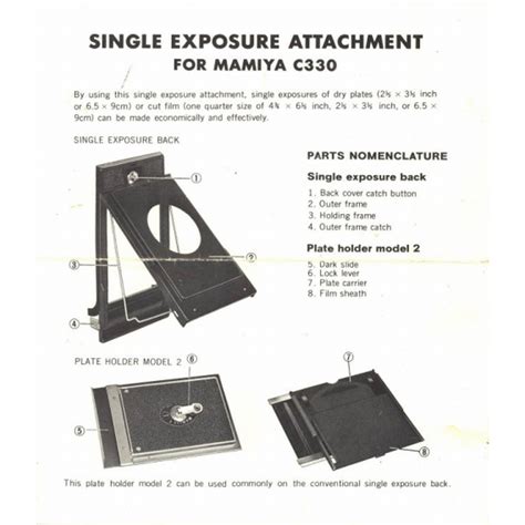 Buy Single exposure attachment for mamiya c330 manual | Vintage Film Cameras, Lenses ...