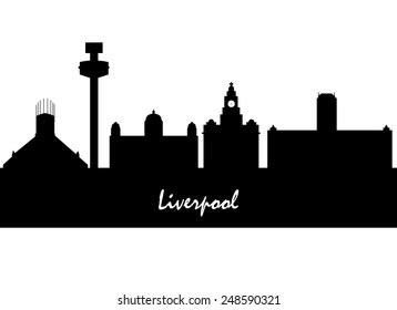 95 Black liverpool silhouette skyline vector Images, Stock Photos ...