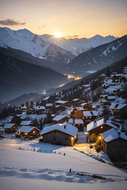 Premium AI Image | Village in the mountains of the Alps