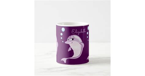Cute Purple Dolphins Personalized Coffee Mug | Zazzle