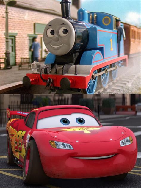 Thomas meets Lightning McQueen by JoshuaTheCartoonGuy on DeviantArt