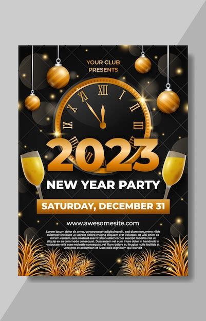 Premium Vector | 2023 New Year Party Poster Template