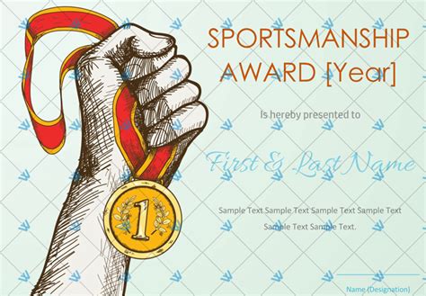 Sportsmanship Award Certificate - Sky Blue Themed - Word Layouts | Sportsmanship, Award ...