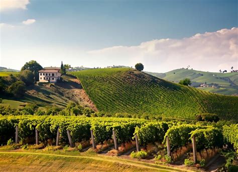 Premium AI Image | Picturesque vineyard with rolling hills covered in grapevines