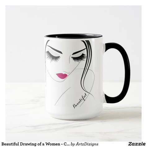 Beautiful Drawing of a Women - Coffee Mug | Zazzle | Mugs, Beautiful ...