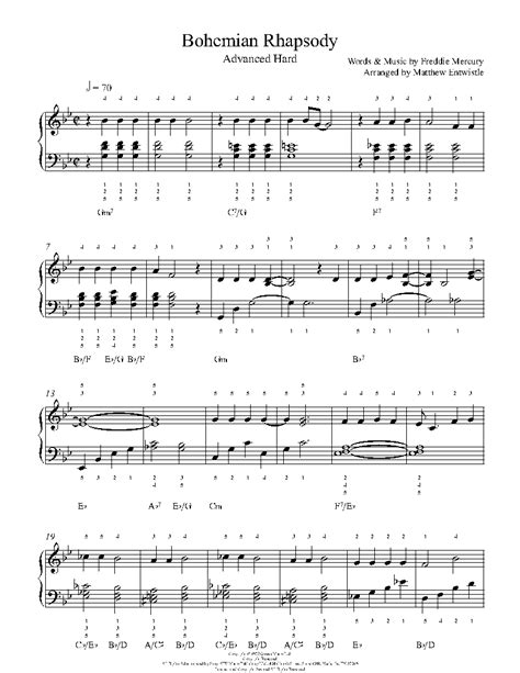 Bohemian Rhapsody by Queen Piano Sheet Music Advanced Level - Film Indo ...