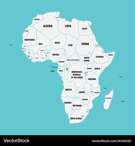 Simple flat map of africa continent with national Vector Image