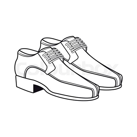 man elegant shoes cartoon black and white | Stock vector | Colourbox