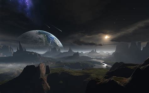 Outer space planets Earth fantasy art science fiction ., Other Worlds, HD wallpaper | Peakpx