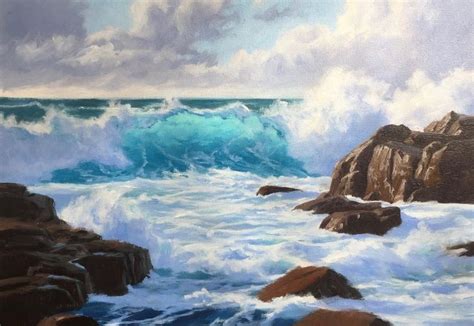 How to Paint a Dramatic Seascape in 5 Easy Steps | Ocean landscape painting, Beach art painting ...