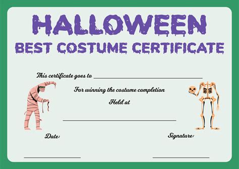 Best Costume Certificate Template Free