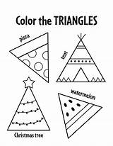 Coloring Triangle Shapes Printable Pages Preschool Circle Square  sketch template