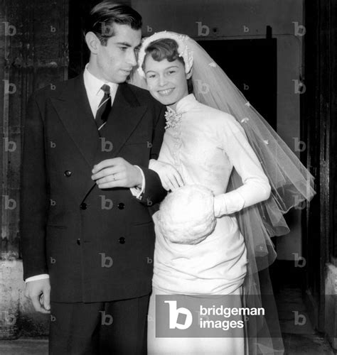 Wedding of Roger Vadim and Brigitte Bardot in Paris on December 20, 1952 (b/w photo)