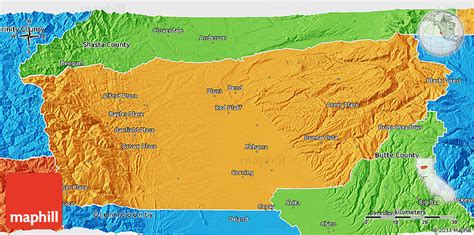 Political 3D Map of Tehama County