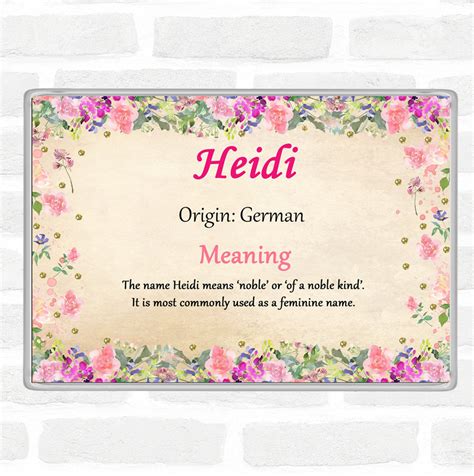 Heidi Name Meaning Jumbo Fridge Magnet Floral - The Card Zoo