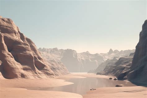 Premium AI Image | A minimalist landscape with a scenic desert or canyon