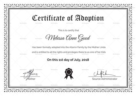 Adoption Certificate Template – Atlantaauctionco.com