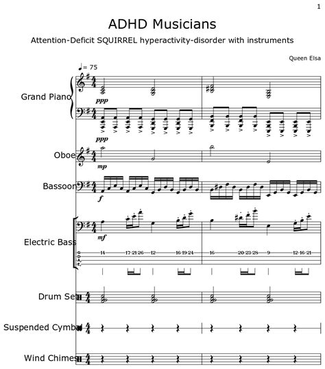 ADHD Musicians - Sheet music for Piano, Oboe, Bassoon, Electric Bass, Drum Set, Suspended Cymbal ...