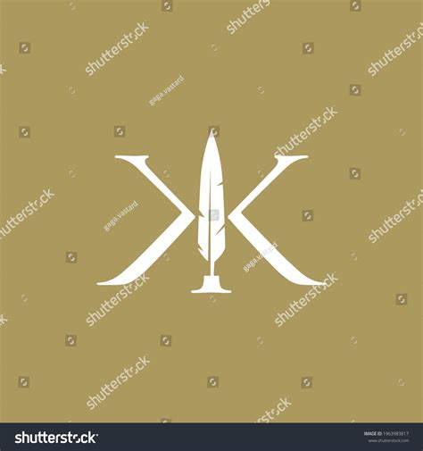 Kk Letter Mark Feather Pen Signature Stock Vector (Royalty Free ...