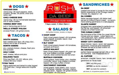 Menu for Rush Off Main in Brownsburg, IN | Sirved