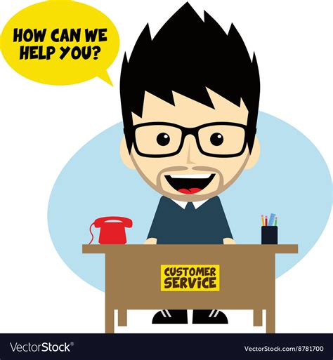 Customer service desk cartoon character Royalty Free Vector