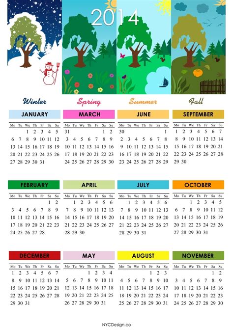 Blank 12 Month Seasonal Calendar