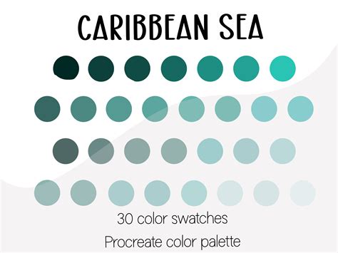 Caribbean Sea Color Palette 30 Colors Graphic by Saturnine Sun · Creative Fabrica