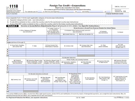 Form 1118: Foreign Tax Credit - Corporations - whatisform.com