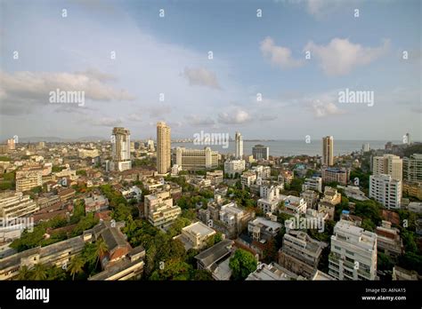 aerial of Mumbai skyline from Tardeo showing Opera House Nariman Point ...