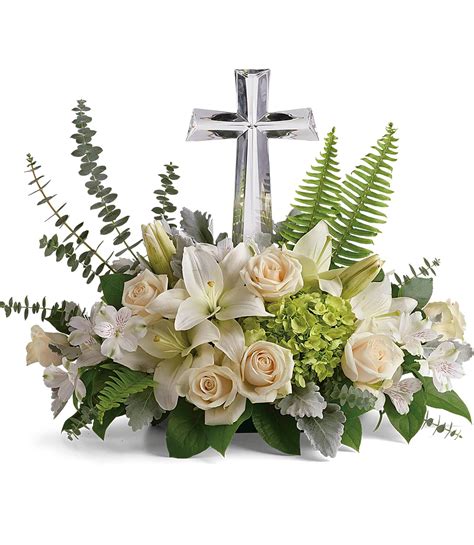 Glorious Large Crystal Cross | All White Funeral Flowers