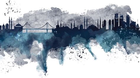 Premium Vector | Istanbul skyline drawing in watercolor style