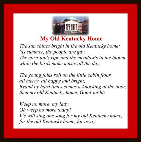 My Old Kentucky Home Lyrics Printable - Printable Word Searches