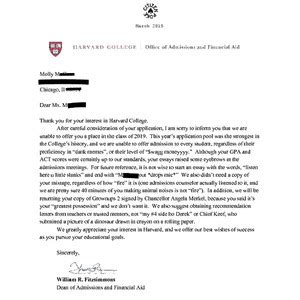 This Amazing Harvard Rejection Letter Is Fake, but We Would Totally Accept This Girl Into Our ...