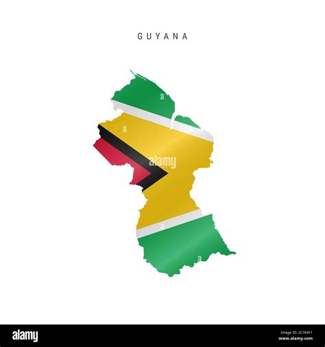 Detailed waving flag map of Guyana. map with masked flag Stock Photo ...