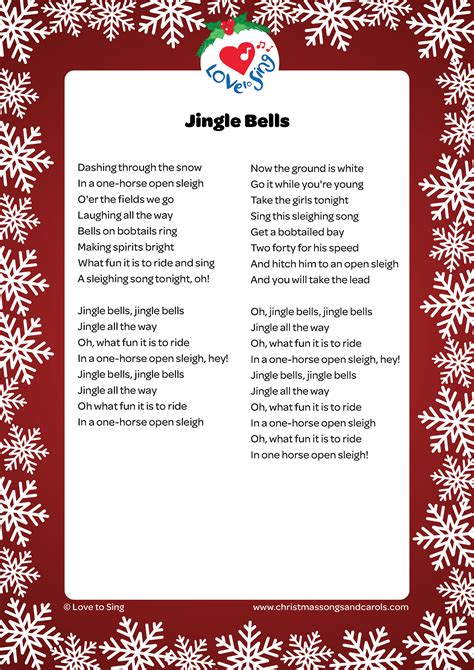 Jingle Bell Rock Lyrics Printable - Printable Word Searches