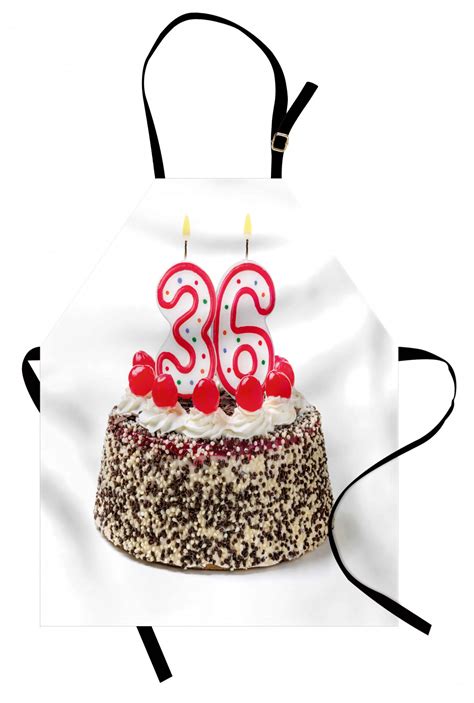 36th Birthday Apron Happy Birthday Party Theme Cake with Candles and Sprinkles Artwork Print ...