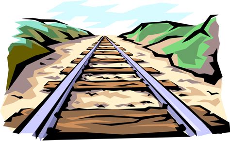 Railway Track Cartoon Images - Track Train Railway Cartoon Clipart Tracks Horizontal Rail Wooden ...