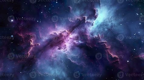 Nebula Galaxy Background With Purple Blue Outer Space. Cosmos Clouds And Beautiful Universe ...