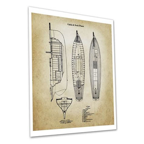 Sailing Yacht Blueprints Nautical Decor Set of 3 Unframed Art - Etsy