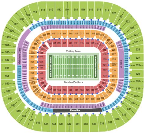 Bank of America Stadium Seating Chart + Rows, Seat Numbers and Club Seats