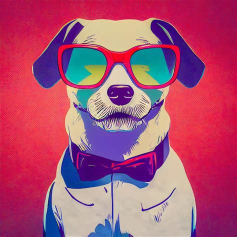 Premium Photo | Funny hipster cute dog art illustration anthropomorphic ...