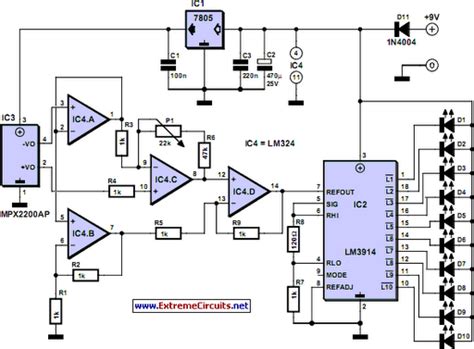 Electronic Torricelli Barometer Circuit Diagram