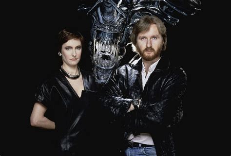 James Cameron and Gale Anne Hurd rocking the leather look on the set of ...