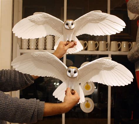 Paper and resin barn owl mobile — PAPER&WOOD | Paper birds, Paper owls, Paper mache sculpture