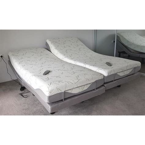 ComfortPosture Split Queen Electric Adjustable Bed German OKIN motors; with Memory Foam Mattress ...