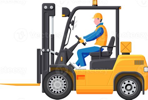 Forklift truck with driver 35743685 PNG