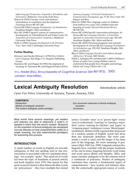 (PDF) Lexical ambiguity resolution